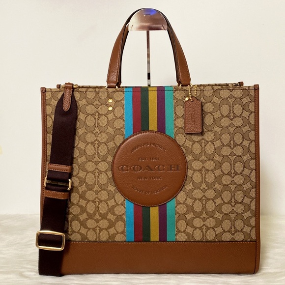 New💃Coach Dempsey Tote 40 Signature Jacquard With Stripe And Coach Patch - Picture 2 of 12